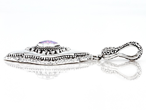 Artisan Collection of Bali™ 1.28ct Lavender Lab Created Opal Quartz Doublet Silver Enhancer Pendant