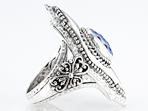 Artisan Collection of Bali™ 1.28ct Lavender Lab Created Opal Quartz Doublet Silver Ring - Size 7