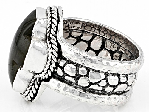 Artisan Collection of Bali™ 16x12mm Labradorite Silver Watermark Ring - Size 6