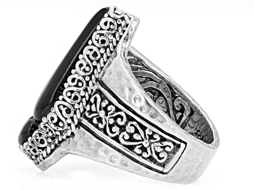 Artisan Collection of Bali™ 24x10mm Carved Mother-Of-Pearl Angel Wing Silver Ring - Size 8