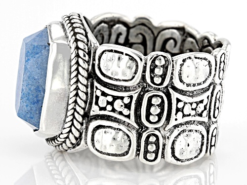Artisan Collection of Bali™ 14x10mm Blue Quartz Sterling Silver Band Ring - Size 8