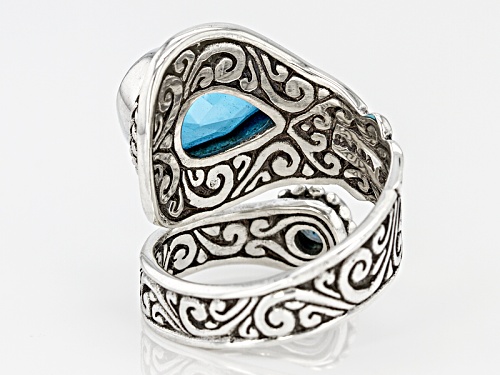 Artisan Gem Collection Of Bali™ Swiss Blue Quartz Triplet, .25ctw London Blue Topaz Silver Ring - Size 12