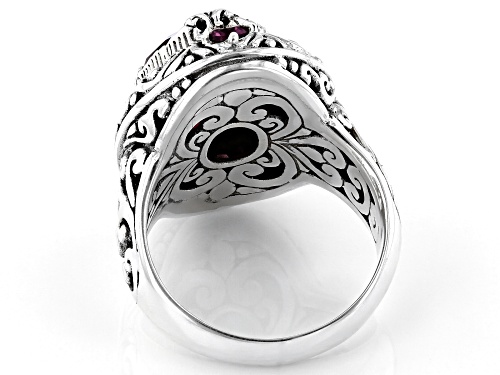 Artisan Gem Collection Of Bali™ 4.84ctw Xanadu™ Mystic Quartz® And Rhodolite Silver Ring - Size 12