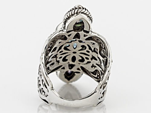 Artisan Gem Of Bali™English Blue™ Mystic Quartz®, Sheer Luck™ Mystic Topaz® Silver Ring - Size 5