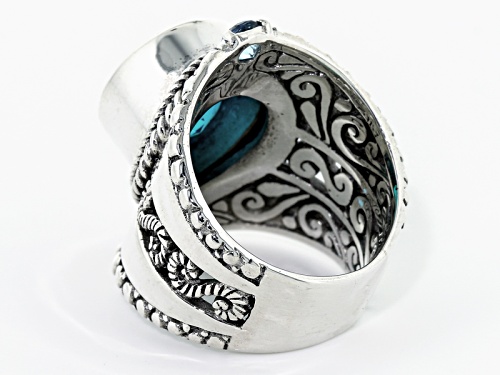 Artisan Gem Collection Of Bali™ Caribbean Quartz Triplet And .50ctw Swiss Blue Topaz Silver Ring - Size 12