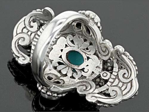 Artisan Gem Collection Of Bali™ Mexican Turquoise Doublet And .60ctw Multi-Gem Silver Ring - Size 6