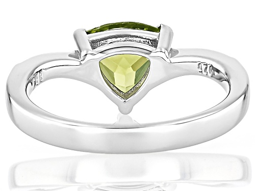 1.60ct Trillion Manchurian Peridot™ With 0.17ctw White Zircon Rhodium Over Sterling Silver Ring - Size 10