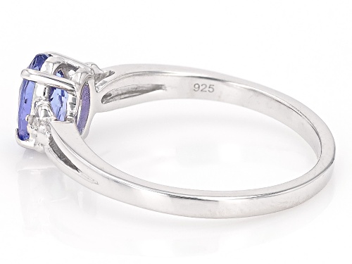 0.68ct Tanzanite with White Diamond Accent Rhodium Over Sterling Silver Ring - Size 6