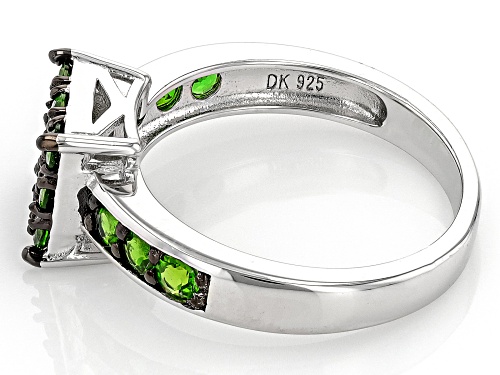 0.90ctw Round Chrome Diopside Rhodium Over Sterling Silver Ring - Size 7