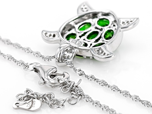 2.14ctw Chrome Diopside With 0.14ctw White Zircon Rhodium Over Sterling Silver Pendant with Chain