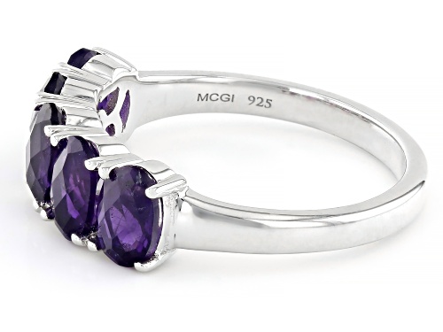 2.02ctw Oval Amethyst Rhodium Over Sterling Silver Band Ring - Size 7