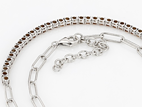3.09ctw Round Andalusite Rhodium Over Sterling Silver Paperclip Necklace - Size 18