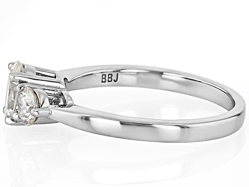 .94ct Oval And 0.68ctw Round Strontium Titanate Rhodium Over Sterling Silver 3-Stone Ring - Size 10