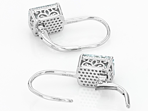 2.40ctw Rectangular Octagonal Aquamarine Rhodium Over Sterling Silver Earrings