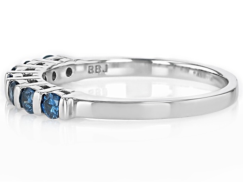 0.35ctw Round Blue Diamond Rhodium Over Sterling Silver Band Ring - Size 5