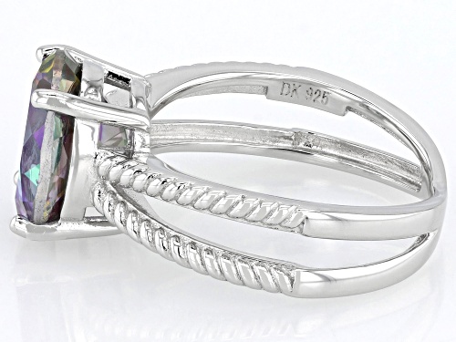3.85ctw Mystic Fire® Green Topaz Rhodium Over Sterling Silver Ring - Size 6