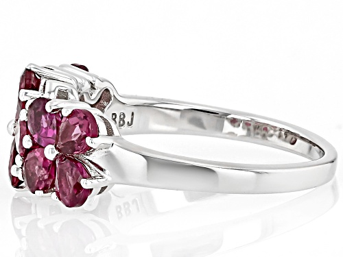 2.04ctw Pear shape Raspberry Rhodolite Rhodium Over Sterling Silver Ring - Size 8