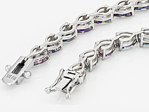 17.00ctw Pear Shape Mystic Topaz Rhodium Over Sterling Silver Tennis Bracelet - Size 8