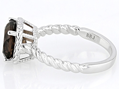 1.70ct Cushion Smoky Quartz Rhodium Over Sterling Silver Solitaire Ring - Size 10