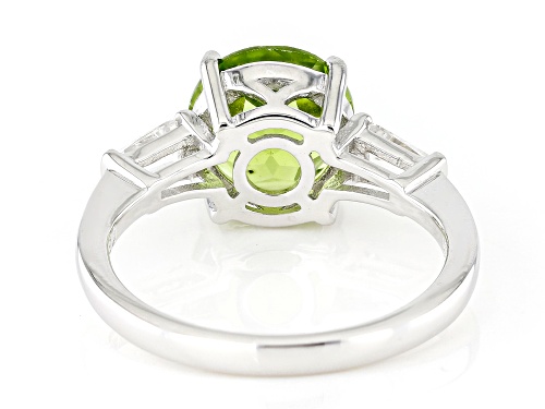 2.82ct Manchurian Peridot™ With 0.48ctw White Zircon Rhodium Over Sterling Silver Ring - Size 9