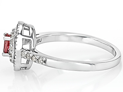 0.19ct Oval Pink Tourmaline, .07ctw Multi Tourmaline With .23ctw Zircon Rhodium Over Silver Ring - Size 9