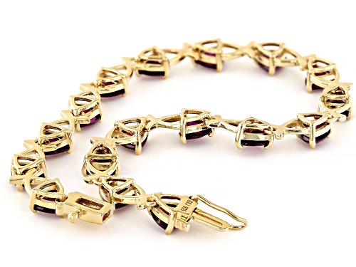 13.01ctw Rhodolite 18k Yellow Gold Over Sterling Silver Bracelet - Size 8