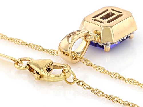 0.85ct Tanzanite With 0.09ctw White Diamond 10k Yellow Gold Pendant With Chain