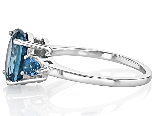 2.75ct Kyanite With 0.31ctw London Blue Topaz Rhodium Over Sterling Silver 3-Stone Ring - Size 9