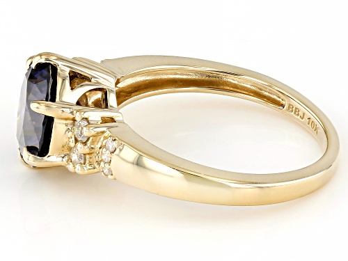 3.50ct Purple Strontium Titanate With 0.16ctw White Diamond 10k Yellow Gold Ring - Size 6