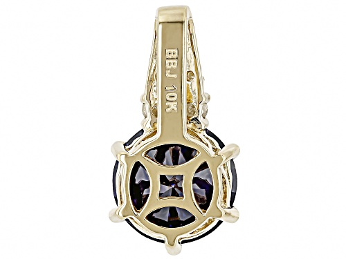 3.95ct Purple Strontium Titanate With 0.07ctw White Diamond 10k Yellow Gold Pendant