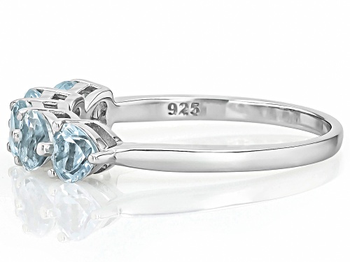 0.85ctw Heart Aquamarine Rhodium Over Sterling Silver Band Ring - Size 8