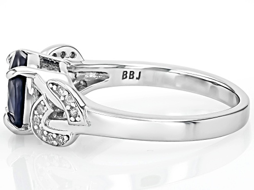 2.66ct Blue Sapphire With 0.12ctw Lab Created White Sapphire Rhodium Over Sterling Silver Ring - Size 10