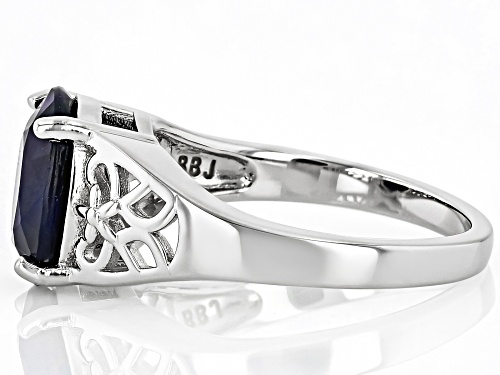 3.40ct Sapphire Rhodium Over Sterling Silver Solitaire Ring - Size 7
