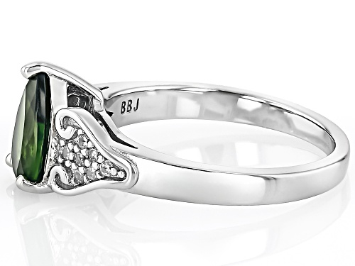 1.15ct Chrome Diopside With 0.05ctw White Zircon Rhodium Over Sterling Silver Ring - Size 6