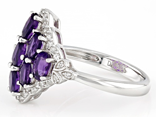 1.61ctw African Amethyst with 0.23ctw White Zircon Rhodium Over Sterling Silver Ring - Size 9