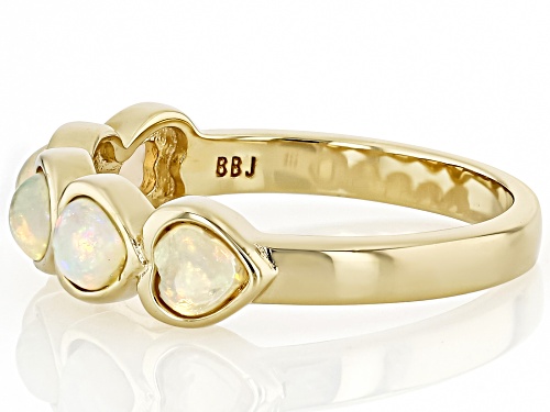 4mm Honey Color Ethiopian Opal 18k Yellow Gold Over Sterling Silver Ring - Size 8