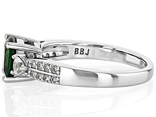 1.35ct Chrome Diopside With 0.36ctw White Zircon Rhodium Over Sterling Silver Ring - Size 9