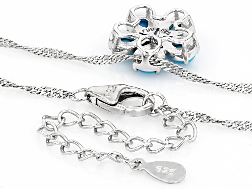 5x4mm Sleeping Beauty Turquoise With 0.03ct Neon Apatite Rhodium Over Silver Pendant With Chain