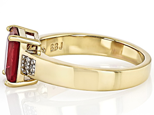 2.25ct Lab Created Ruby With 1.02ctw White Zircon 18k Yellow Gold Over Sterling Silver Ring - Size 10