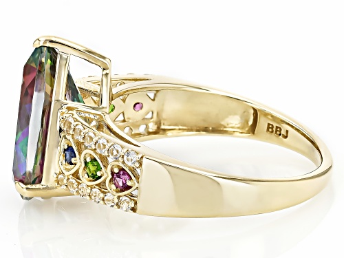 4.43ctw Multi Gemstone 10k Yellow Gold Ring - Size 6