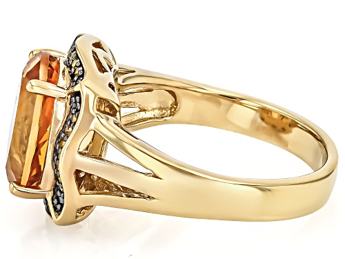 3.43ct Citrine With 0.08ctw Yellow Diamond 18k Yellow Gold Over Sterling Silver Ring - Size 8