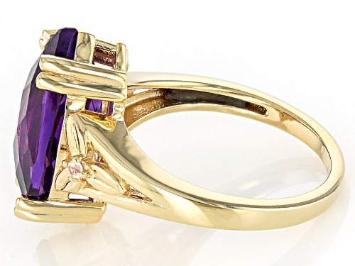 4.50ct African Amethyst With 0.03ctw White Zircon 18k Yellow Gold Over Sterling Silver Ring - Size 7