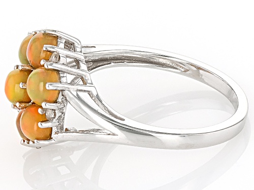 0.83ctw Honey Color Ethiopian Opal With 0.13ctw White Zircon Rhodium Over Sterling Silver Ring - Size 6