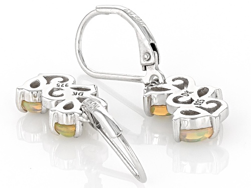 0.71ctw Pear Shape HoneyColor Ethiopian Opal Rhodium Over Sterling Silver Earrings