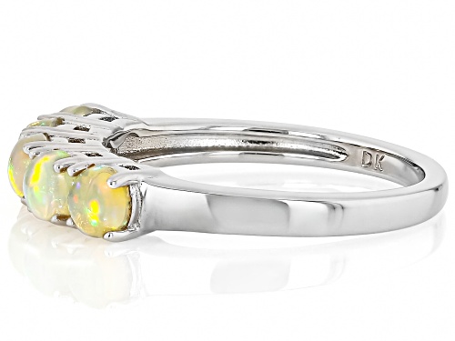 0.60ctw Honey Color Ethiopian Opal Rhodium Over Sterling Silver Ring - Size 7
