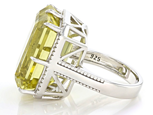 22.19ct Canary Quartz Rhodium Over Sterling Silver Ring - Size 6