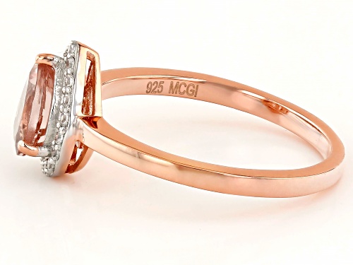 0.85ct Pear Peach Morganite With 0.15ctw Round White Zircon 18k Rose Gold Over Silver Ring - Size 10