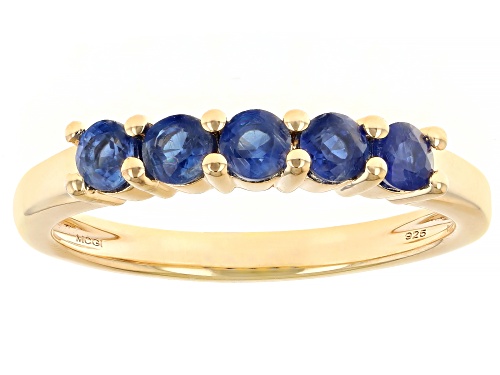 0.60ctw Blue Kyanite With 0.09ctw White Zircon 18k Yellow Gold Over Sterling Silver Ring - Size 7