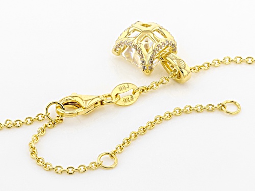 3.89ct Strontium and .32ctw Zircon 18K Yellow Gold Over Silver Pendant and Cable Chain