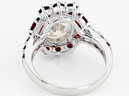 4.25ct Strontium Titanate and 1.83ctw Red Garnet Rhodium Over Silver Ring - Size 6